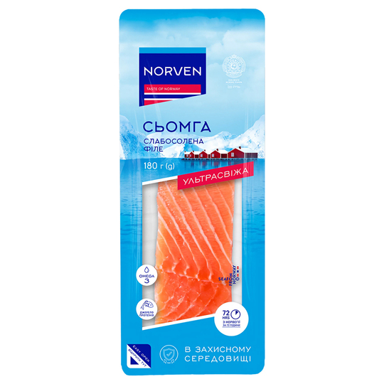 Сьомга ф.шм.с/с на шкурі Norven в/у 180г