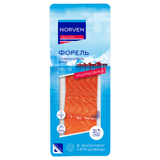 Форель ф.шм.с/с на шкурі Norven в/у 180г
