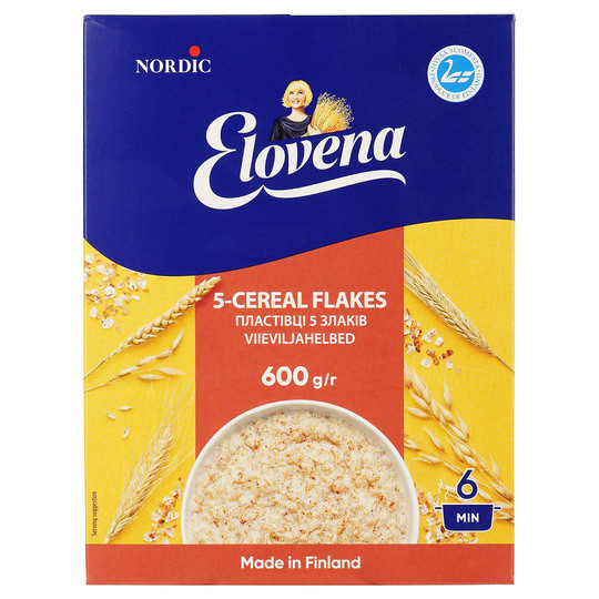 Пластівці 5-ти зернових Elovena 600г