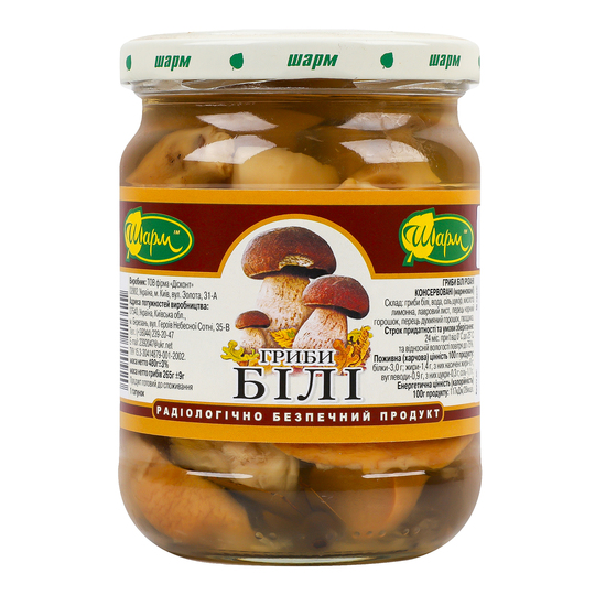 Гриби білі консервовані Шарм 480г
