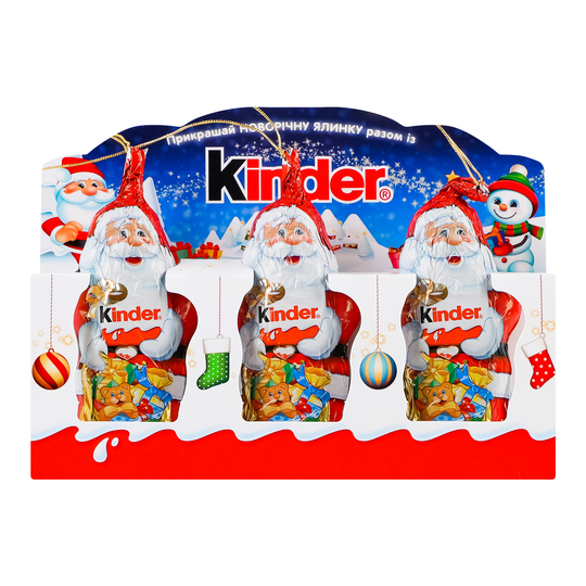 Фігурка шоколад.Дід Мороз Kinder 3шт 45г