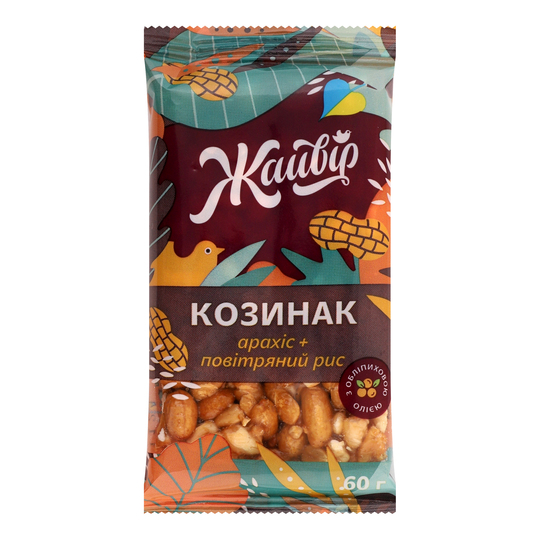 Козинак із арахісу повітр.рис.Жайвір 60г