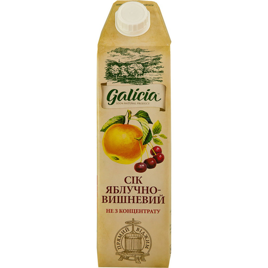 Сік Galicia Яблучно-вишневий т/п 1л