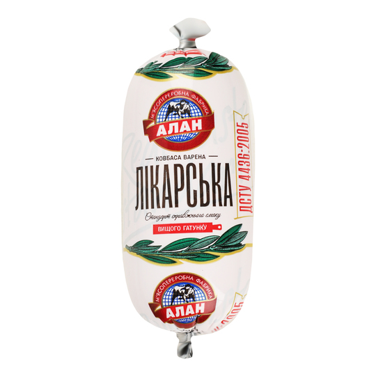 Ковбаса Лікарська Алан в/г п/а 400г