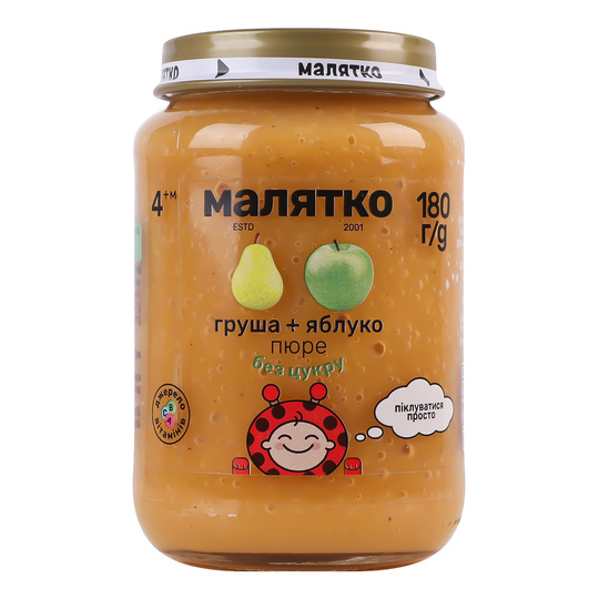 Пюре груша-яблуко Малятко с/б.180г