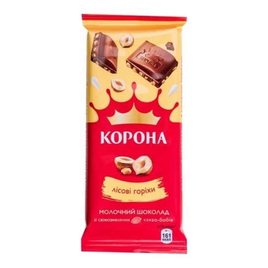 Шоколад молочний з горіхами Корона 85г