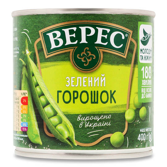 Горошок зелений Верес ж/б 400г