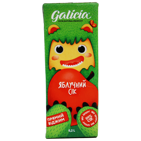 Сік яблучний н/ос.паст.Galicia tga 0,2л