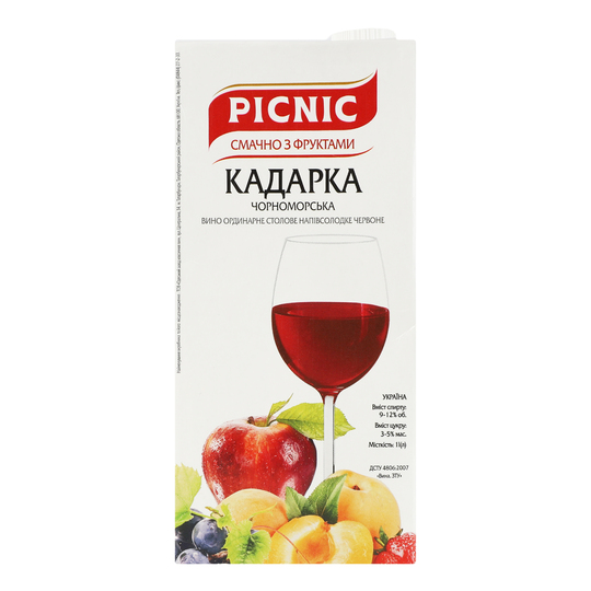 Вино Picnic Кадарка ч/н.сол12%1л т/п