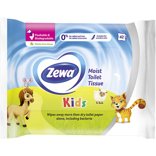 Папір туал.вол.дит. Zewa Moist Kids 42шт