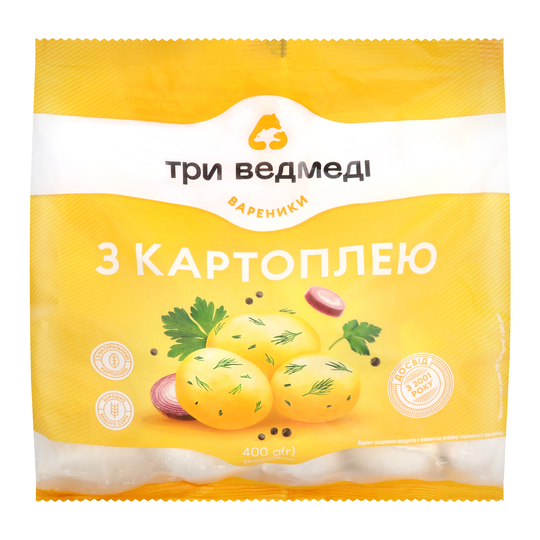 Вареники з картоплею Три Медведя 400г