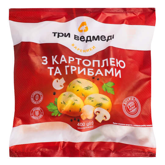 Вареники з картоп.гриб.Три Медведя 400г