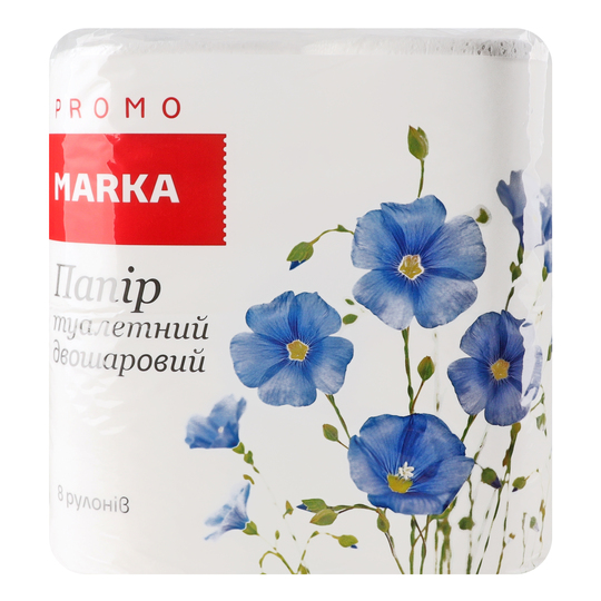 Папір туал.білий 2-шар.8 рул.Marka Promo