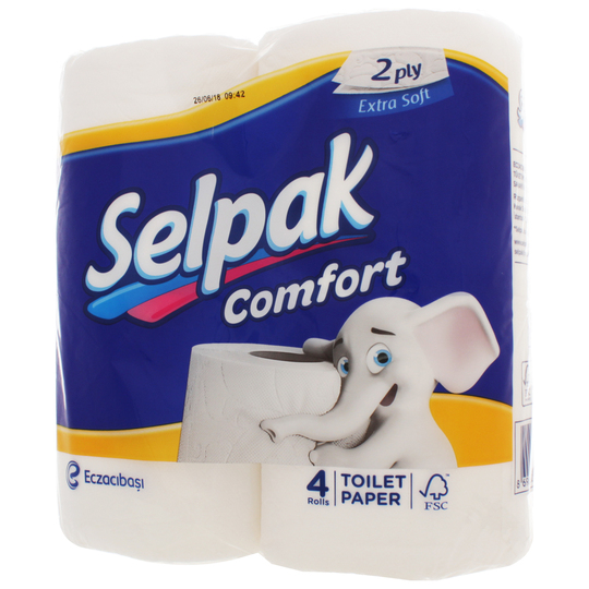 Папір туал.цел.2ш. Selpak Comf. біл. 4шт