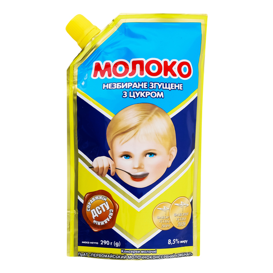 Молоко згущ.8,5% Первомайськ д/п 290г