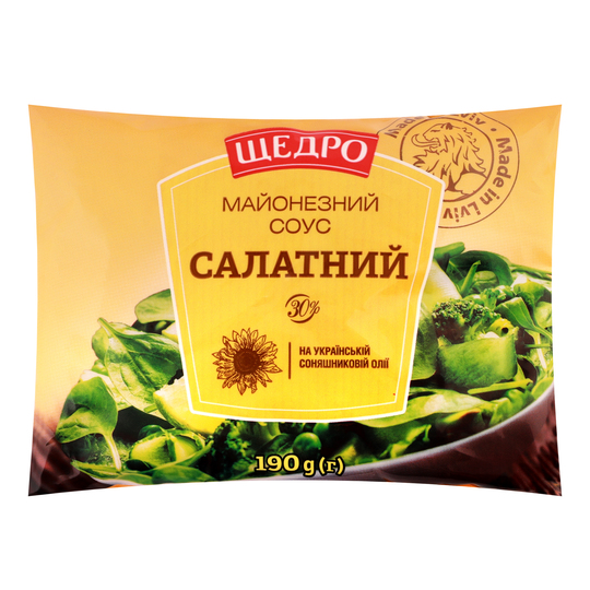 Майонезний соус 30% Салат.Щедро ф/п 190г
