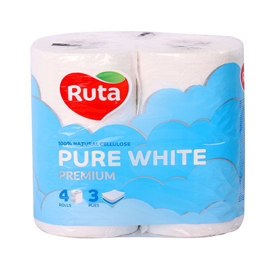 Папір туал.цел. 3ш. Ruta Pure White 4шт