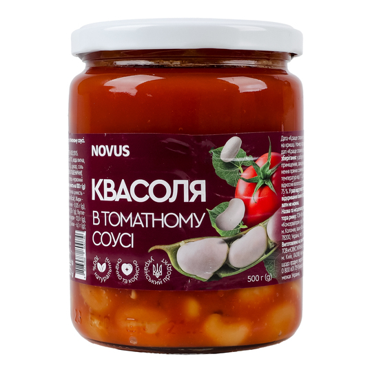 Квасоля в том.соусі Novus с/б 460г