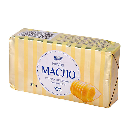 Масло вершкове Селянське 73% Novus 200г