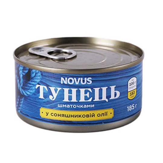 Тунець шм.у соняшниковій олії Novus 185г