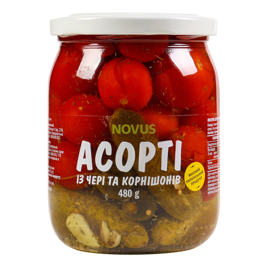 Асорті чері корнішони марин. Novus 480г