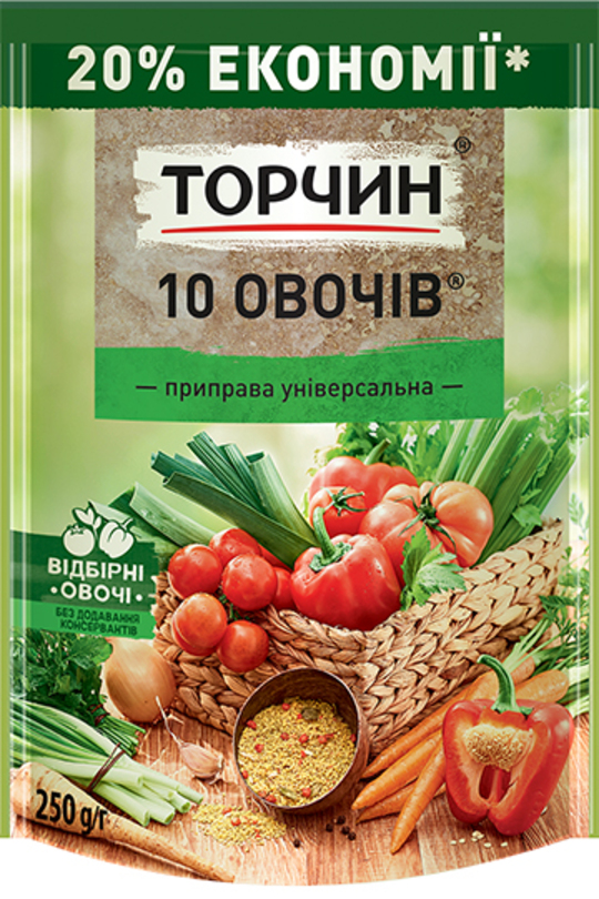 Приправа універ.10 ОВОЧIВ Торчин 250г
