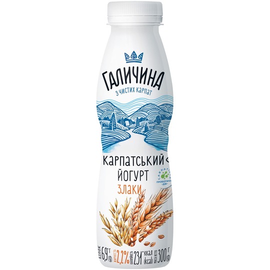 Йогурт 2,2% злаки Галичина ПЕТ 300г