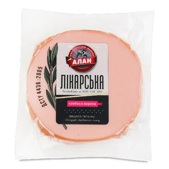 Ковбаса Лікарська Алан вар.в/г м/в ваг