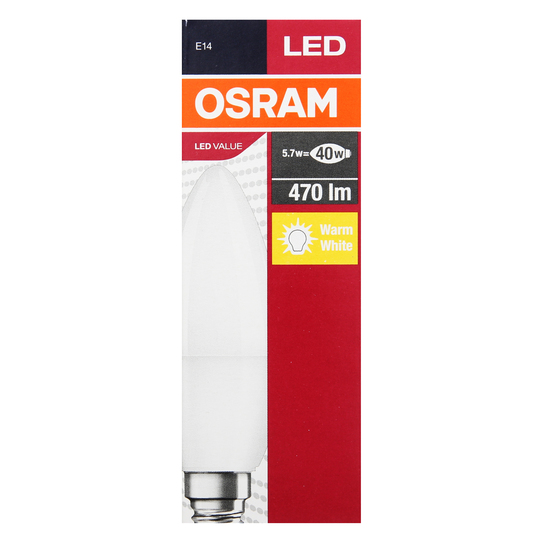 Лампа Osram Led V.B40 св.5,7W 2700К E14