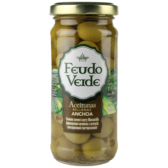 Оливки зел.Manz.з анч.Feudo verde 240г