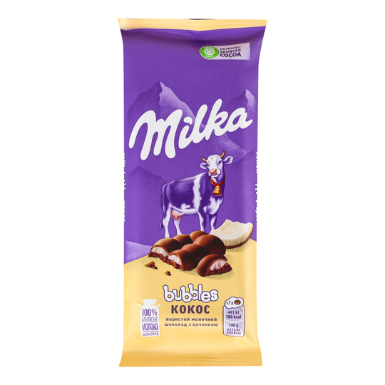 Шоколад мол.пор.Мілка Баблз кокос.н.97г
