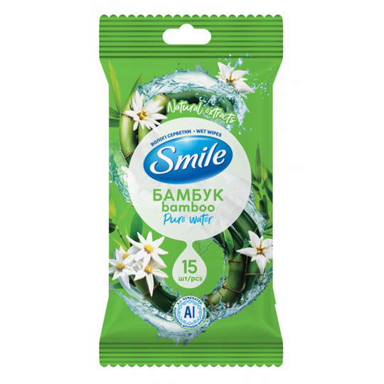 Серветка волога Дейлі трави SMILE 15шт