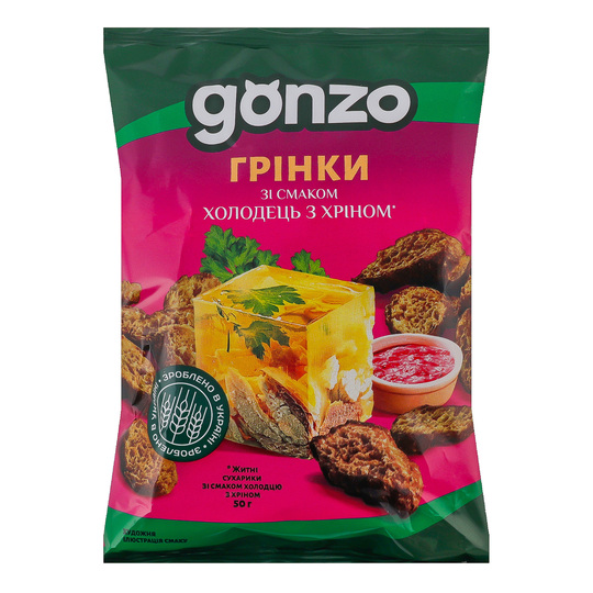 Сухарики житні холодець+хрін Gonzo 50г