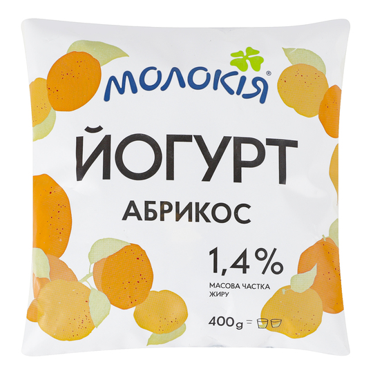 Йогурт 1,4% абрикос Молокія пл 0,4кг
