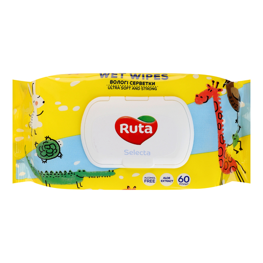Серветки вол.Веселі зв.Ruta Selecta 60шт