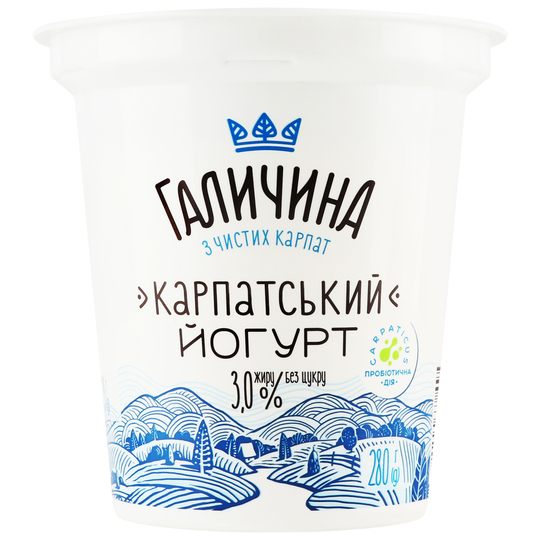 Йогурт 3,0% Карпат б/ц Галичина ст 280г