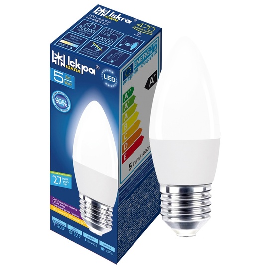 Лампа LED Lamp Іскра C37 5Вт 4000K E27