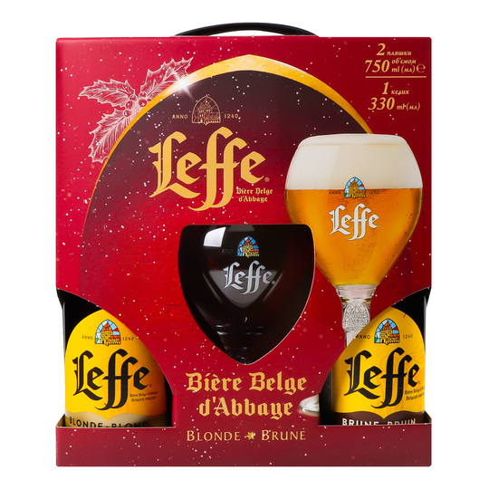 Набір пив.Leffe 2*0,75л+ кел.0,33л