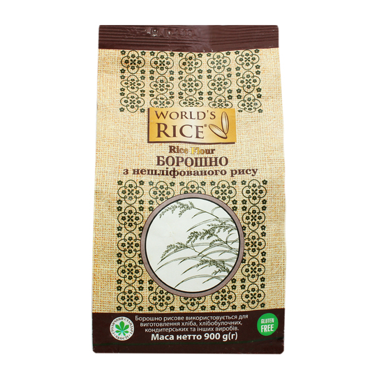 Борошно з/рису нешліф.World`s rice 0,9кг