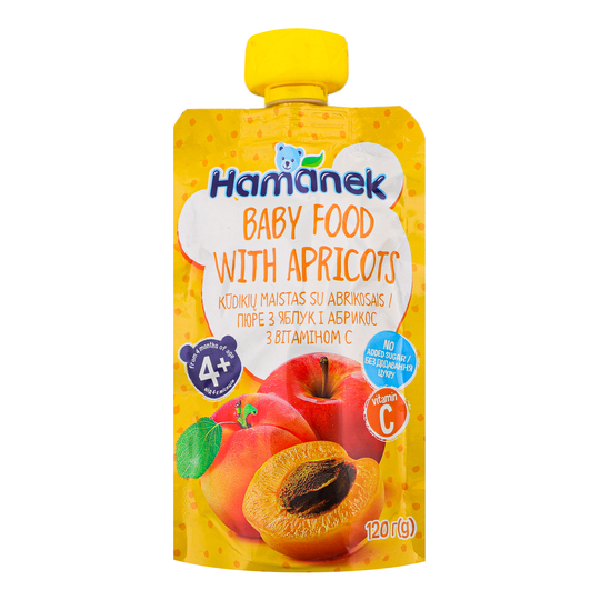 Пюре яблуко/абрикос пауч Хаманек 120г