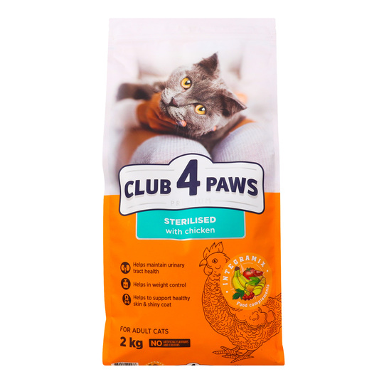 Корм сух.д/стер.кот Club 4Paws Пр.2кг