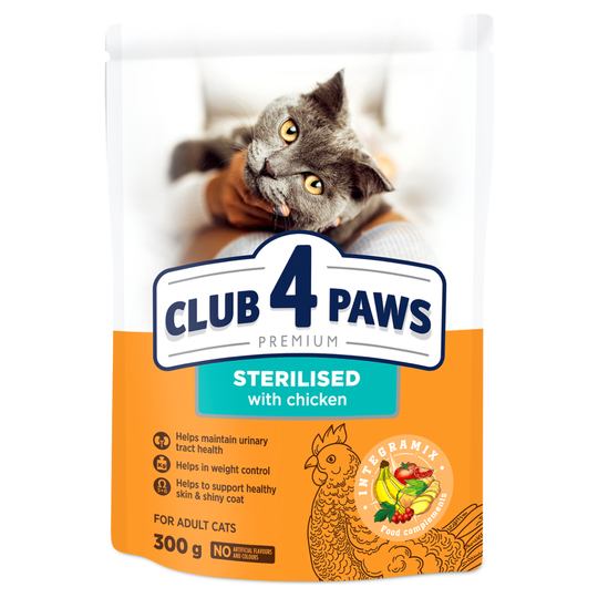 Корм сух.стер.кот Club 4Paws Пр.300г