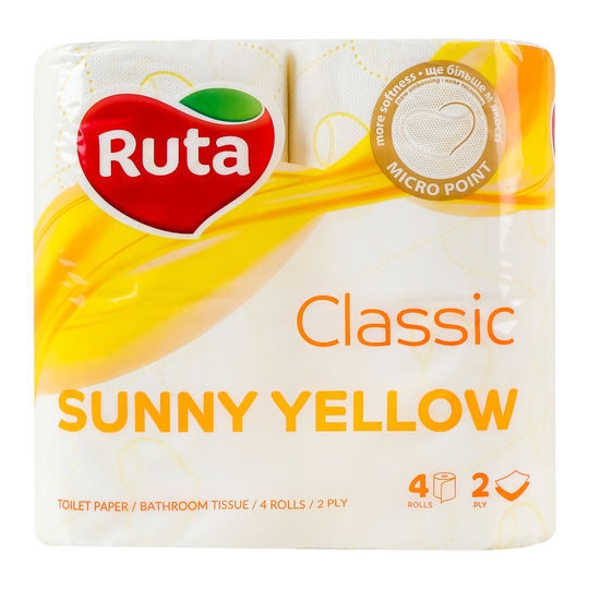 Папір туал.цел. 2ш. Ruta Classic Жов.4шт