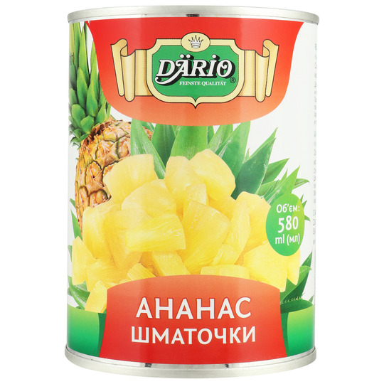Ананас шматочки в сир.Dario з/б 580мл