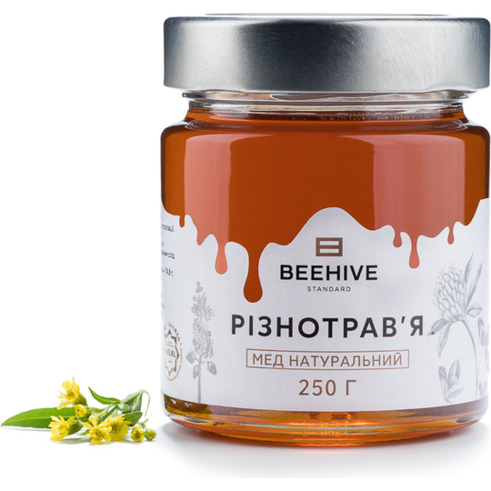 Мед нат.різнот.с/б Beehive Standard 250г