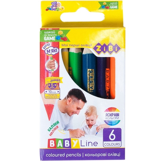 Кольорові олівці mini JUMBO ZiBi