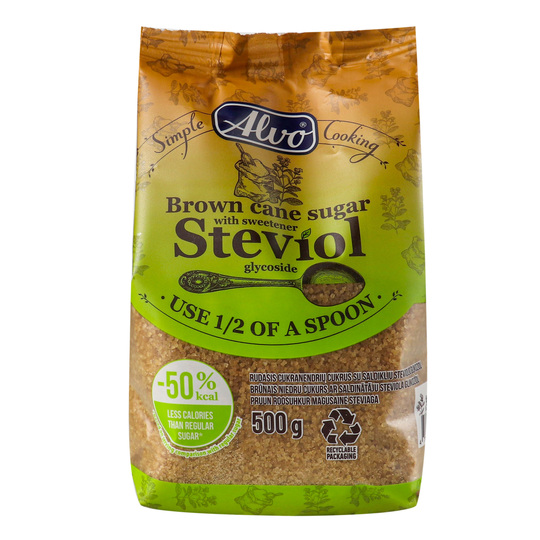 Цукор трост.нераф з стевією Alvo 500г