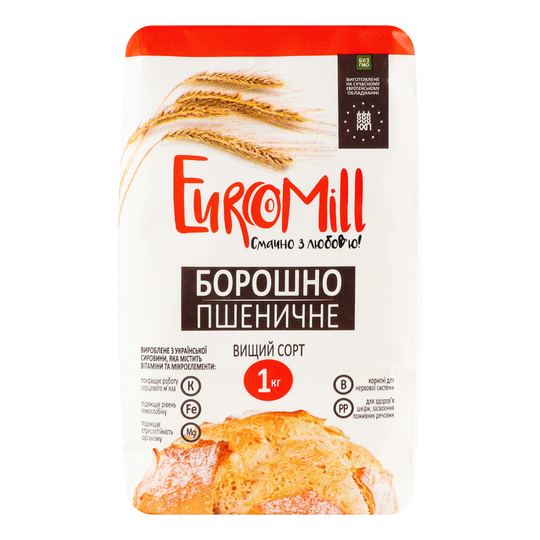 Борошно пшеничне в/г EuroMill 1кг