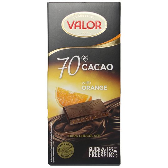 Шоколад чорний з апельс.70% Valor 100г