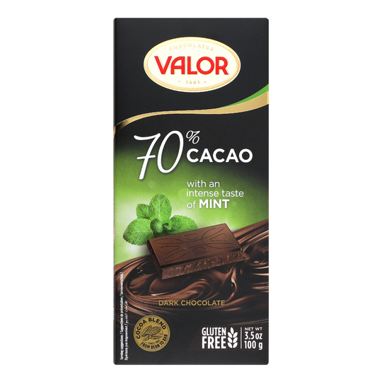 Шоколад чорний з м’ятою 70% Valor 100г